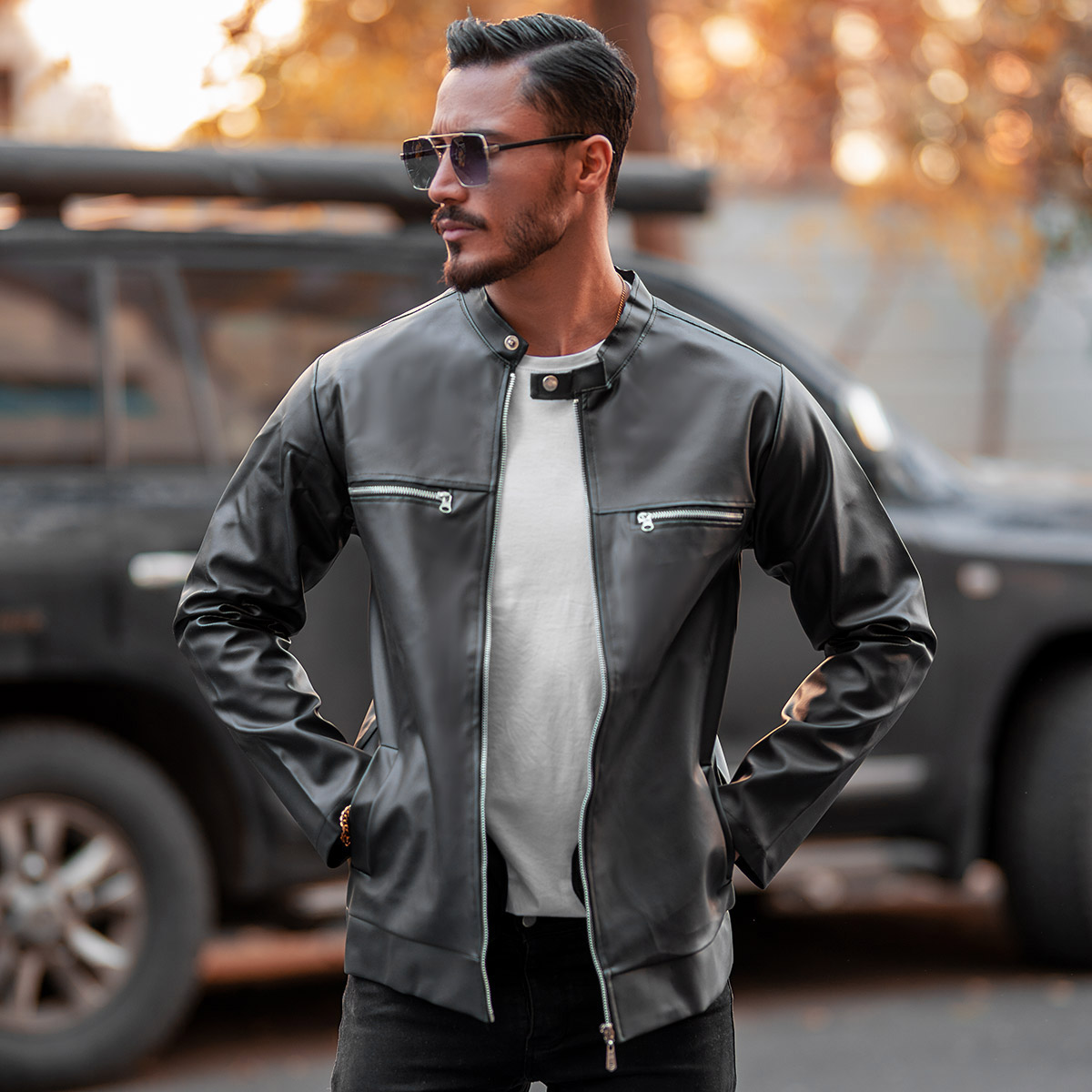 کاپشن چرم jaguar